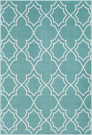 Alfresco ALF-9653 Cottage Olefin Rug ALF9653-89129 Teal, White 100% Olefin 8'10" x 12'10"