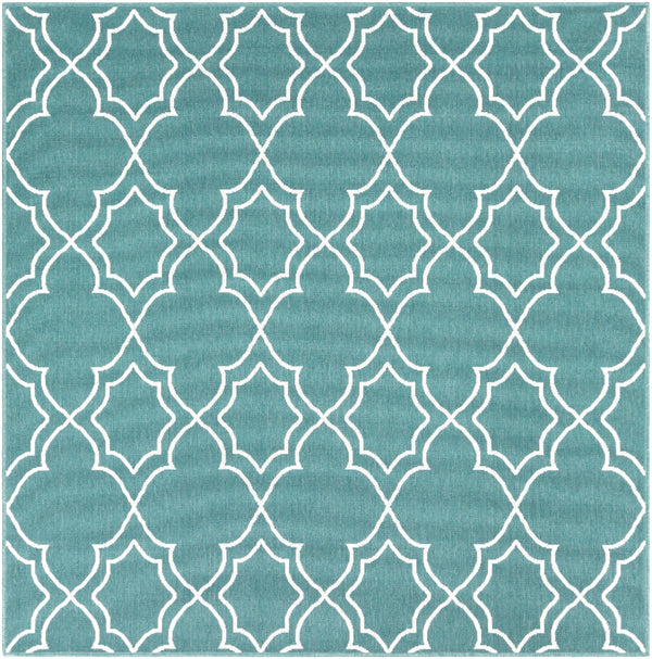 Alfresco ALF-9653 Cottage Olefin Rug ALF9653-89SQ Teal, White 100% Olefin 8'10" Square