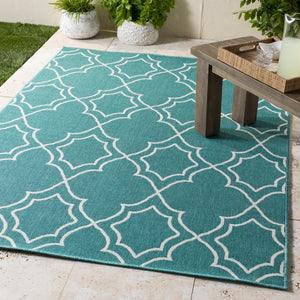 Alfresco ALF-9653 Cottage Olefin Rug ALF9653-89SQ Teal, White 100% Olefin 8'10" Square