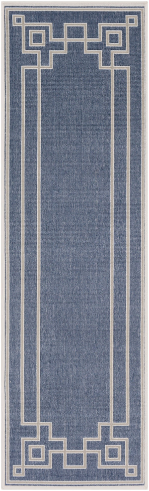 Alfresco ALF-9654 Cottage Olefin Rug ALF9654-2379 Dark Blue, Taupe, White 100% Olefin 2'5" x 7'10"