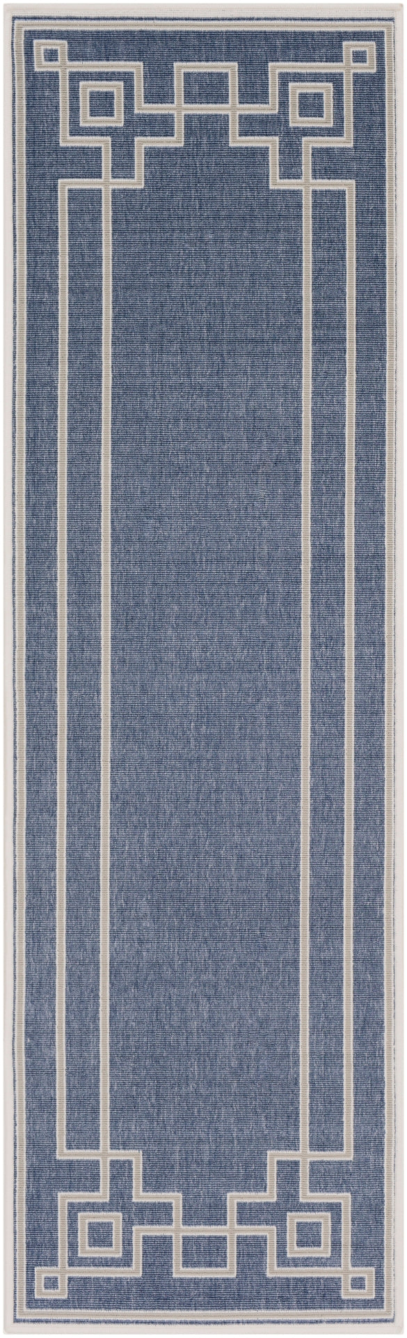 Alfresco ALF-9654 Cottage Olefin Rug ALF9654-2379 Dark Blue, Taupe, White 100% Olefin 2'5" x 7'10"