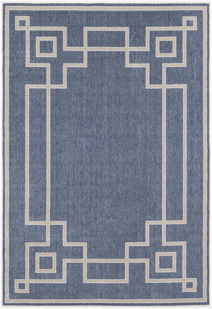 Alfresco ALF-9654 Cottage Olefin Rug ALF9654-89129 Dark Blue, Taupe, White 100% Olefin 8'10" x 12'10"