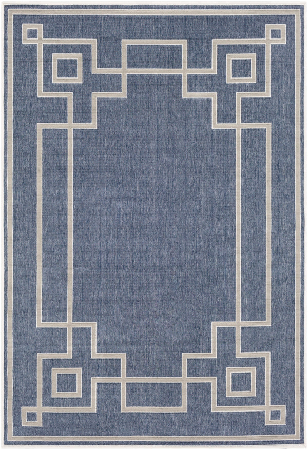 Alfresco ALF-9654 Cottage Olefin Rug ALF9654-89129 Dark Blue, Taupe, White 100% Olefin 8'10" x 12'10"
