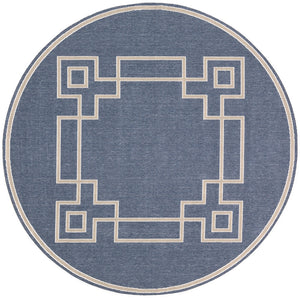 Alfresco ALF-9654 Cottage Olefin Rug ALF9654-89RD Dark Blue, Taupe, White 100% Olefin 8'10" Round