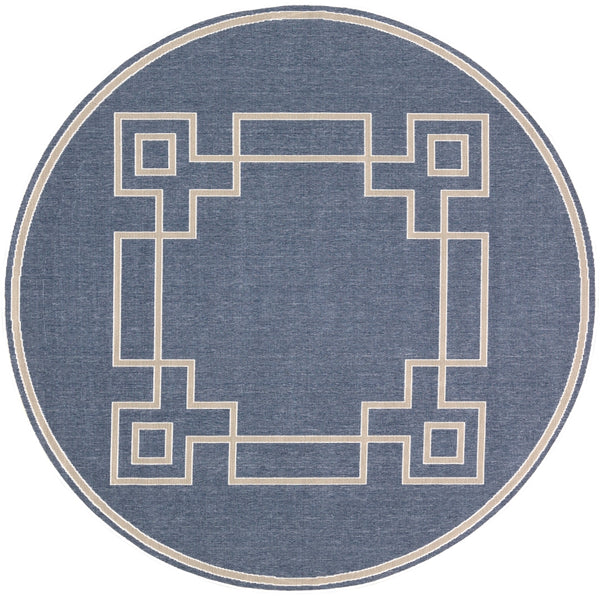 Alfresco ALF-9654 Cottage Olefin Rug ALF9654-89RD Dark Blue, Taupe, White 100% Olefin 8'10" Round