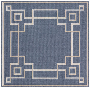Alfresco ALF-9654 Cottage Olefin Rug ALF9654-89SQ Dark Blue, Taupe, White 100% Olefin 8'10" Square