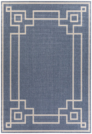 Alfresco ALF-9654 Cottage Olefin Rug ALF9654-76109 Dark Blue, Taupe, White 100% Olefin 7'3" x 10'6"
