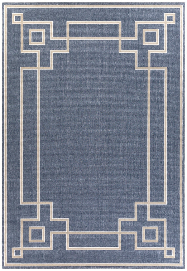 Alfresco ALF-9654 Cottage Olefin Rug ALF9654-76109 Dark Blue, Taupe, White 100% Olefin 7'3" x 10'6"
