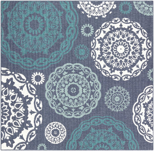 Alfresco ALF-9666 Cottage Olefin Rug ALF9666-89SQ Charcoal, Aqua, Teal, White 100% Olefin 8'10" Square