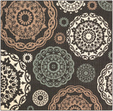 Alfresco ALF-9668 Cottage Olefin Rug ALF9668-89SQ Black, Seafoam, Camel, Cream 100% Olefin 8'10" Square