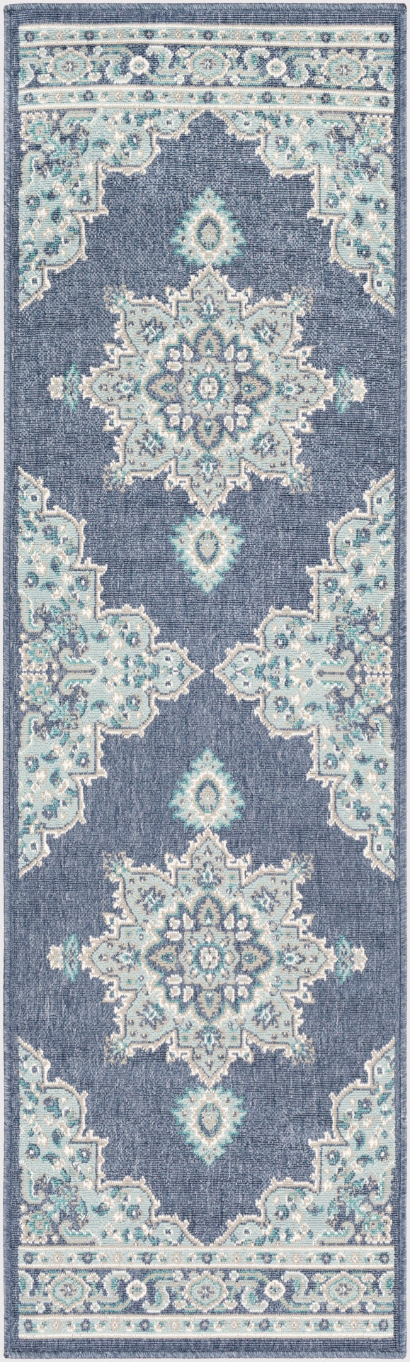 Alfresco ALF-9670 Traditional Olefin Rug ALF9670-2379 Charcoal, Aqua, Taupe, White, Teal 100% Olefin 2'5" x 7'10"