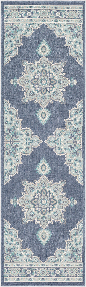 Alfresco ALF-9670 Traditional Olefin Rug ALF9670-2379 Charcoal, Aqua, Taupe, White, Teal 100% Olefin 2'5" x 7'10"