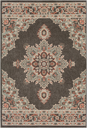 Alfresco ALF-9671 Traditional Olefin Rug ALF9671-89129 Black, Seafoam, Camel, Burnt Orange, White 100% Olefin 8'10" x 12'10"