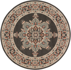 Alfresco ALF-9671 Traditional Olefin Rug ALF9671-89RD Black, Seafoam, Camel, Burnt Orange, White 100% Olefin 8'10" Round