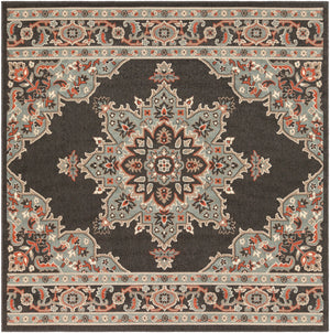 Alfresco ALF-9671 Traditional Olefin Rug ALF9671-89SQ Black, Seafoam, Camel, Burnt Orange, White 100% Olefin 8'10" Square
