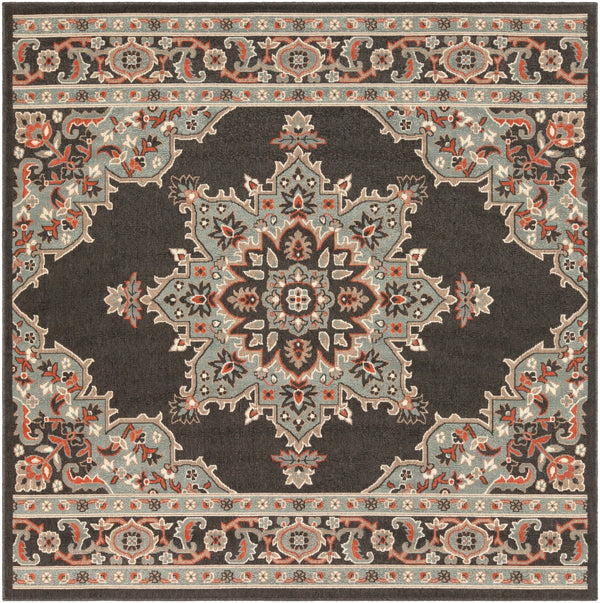 Alfresco ALF-9671 Traditional Olefin Rug ALF9671-89SQ Black, Seafoam, Camel, Burnt Orange, White 100% Olefin 8'10" Square