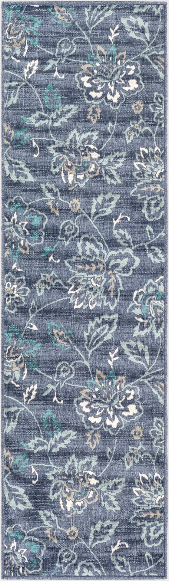 Alfresco ALF-9673 Cottage Olefin Rug ALF9673-2379 Charcoal, Aqua, Taupe, White, Teal 100% Olefin 2'5" x 7'10"