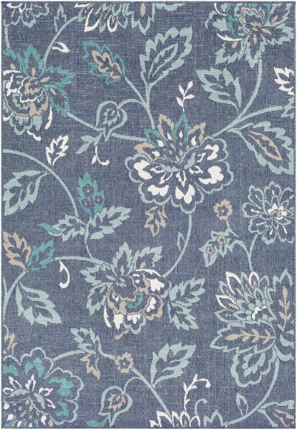 Alfresco ALF-9673 Cottage Olefin Rug ALF9673-89129 Charcoal, Aqua, Taupe, White, Teal 100% Olefin 8'10" x 12'10"