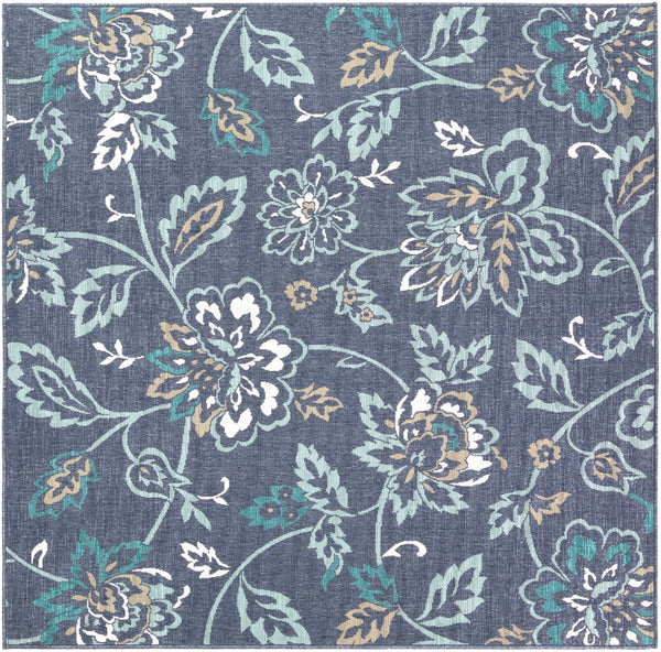 Alfresco ALF-9673 Cottage Olefin Rug ALF9673-89SQ Charcoal, Aqua, Taupe, White, Teal 100% Olefin 8'10" Square