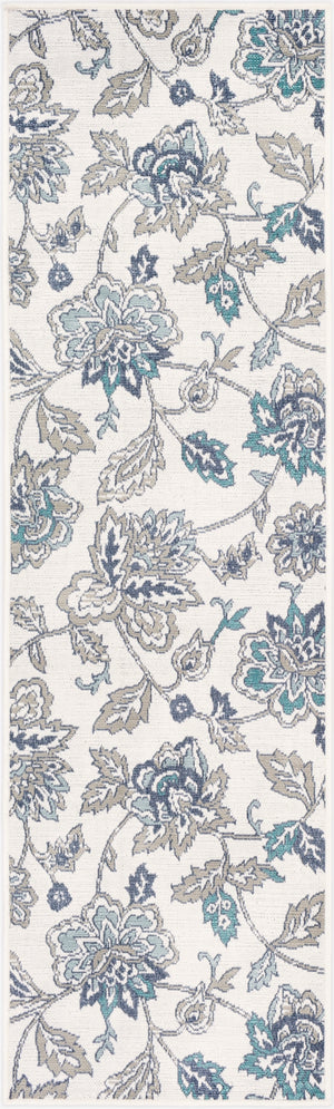 Alfresco ALF-9674 Cottage Olefin Rug ALF9674-2379 Aqua, Taupe, White, Charcoal, Teal 100% Olefin 2'5" x 7'10"
