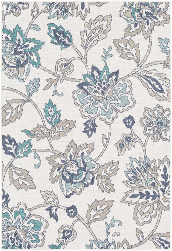 Alfresco ALF-9674 Cottage Olefin Rug ALF9674-89129 Aqua, Taupe, White, Charcoal, Teal 100% Olefin 8'10" x 12'10"