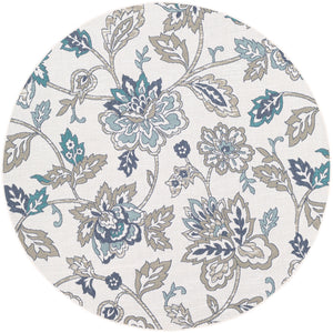 Alfresco ALF-9674 Cottage Olefin Rug ALF9674-89RD Aqua, Taupe, White, Charcoal, Teal 100% Olefin 8'10" Round
