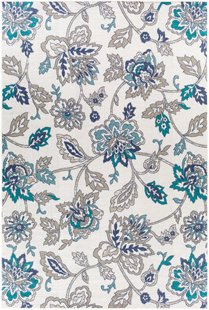 Alfresco ALF-9674 Cottage Olefin Rug ALF9674-76109 Aqua, Taupe, White, Charcoal, Teal 100% Olefin 7'3" x 10'6"
