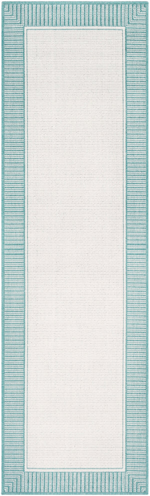 Alfresco ALF-9680 Cottage Olefin Rug ALF9680-2379 Teal, White 100% Olefin 2'5" x 7'10"