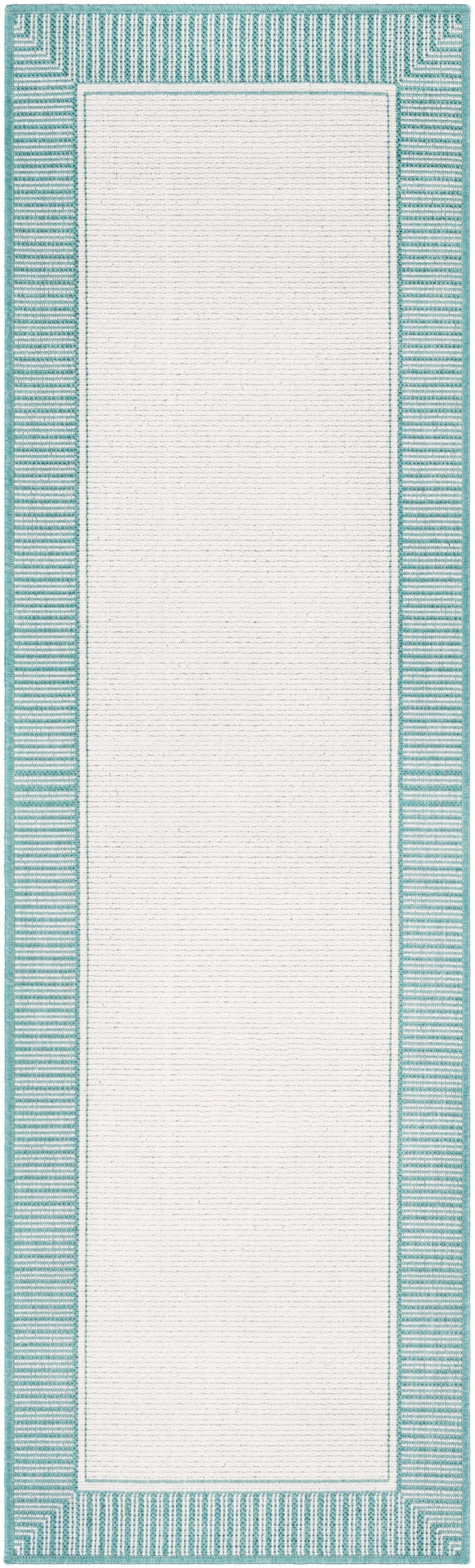 Alfresco ALF-9680 Cottage Olefin Rug ALF9680-2379 Teal, White 100% Olefin 2'5" x 7'10"