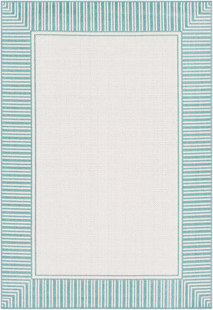 Alfresco ALF-9680 Cottage Olefin Rug ALF9680-89129 Teal, White 100% Olefin 8'10" x 12'10"