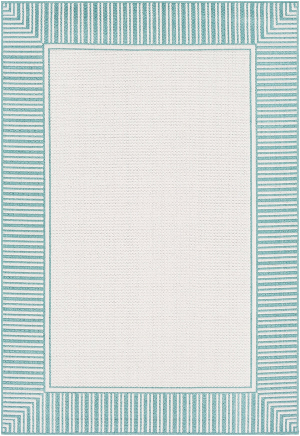 Alfresco ALF-9680 Cottage Olefin Rug ALF9680-89129 Teal, White 100% Olefin 8'10" x 12'10"