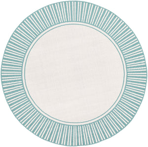Alfresco ALF-9680 Cottage Olefin Rug ALF9680-89RD Teal, White 100% Olefin 8'10" Round