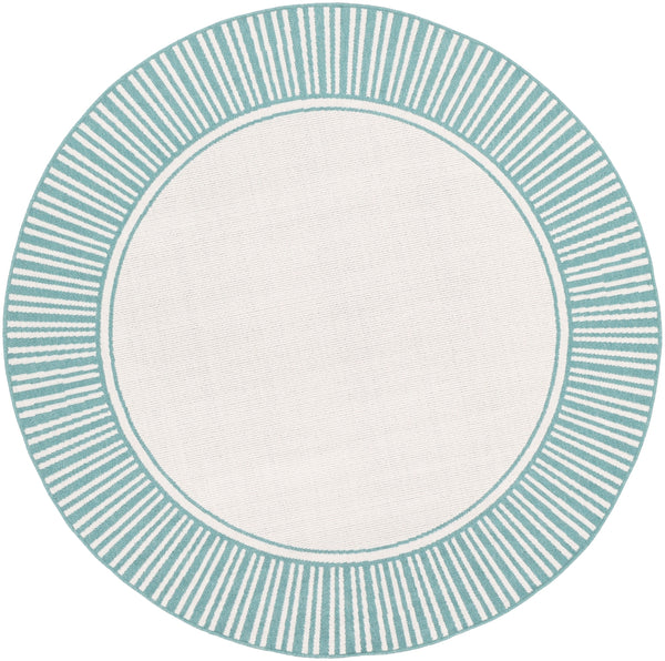 Alfresco ALF-9680 Cottage Olefin Rug ALF9680-89RD Teal, White 100% Olefin 8'10" Round