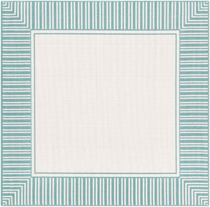 Alfresco ALF-9680 Cottage Olefin Rug ALF9680-89SQ Teal, White 100% Olefin 8'10" Square