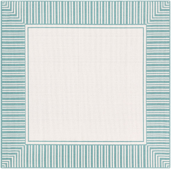 Alfresco ALF-9680 Cottage Olefin Rug ALF9680-89SQ Teal, White 100% Olefin 8'10" Square