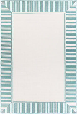 Alfresco ALF-9680 Cottage Olefin Rug ALF9680-76109 Teal, White 100% Olefin 7'3" x 10'6"