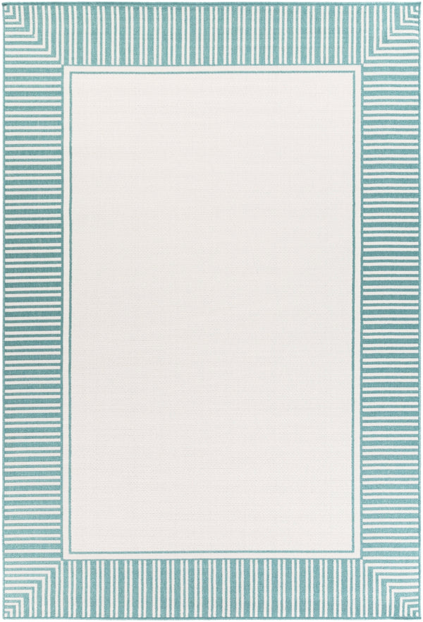 Alfresco ALF-9680 Cottage Olefin Rug ALF9680-76109 Teal, White 100% Olefin 7'3" x 10'6"