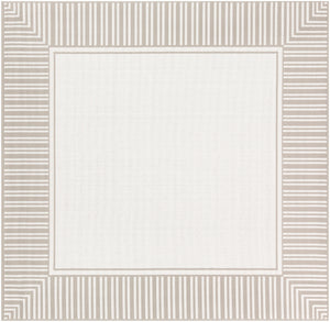 Alfresco ALF-9681 Cottage Olefin Rug ALF9681-89SQ Taupe, White 100% Olefin 8'10" Square