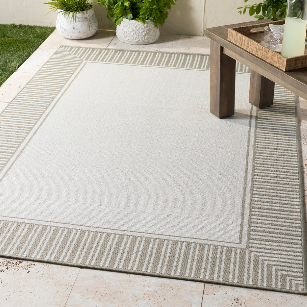 Alfresco ALF-9681 Cottage Olefin Rug ALF9681-2379 Taupe, White 100% Olefin 2'5" x 7'10"