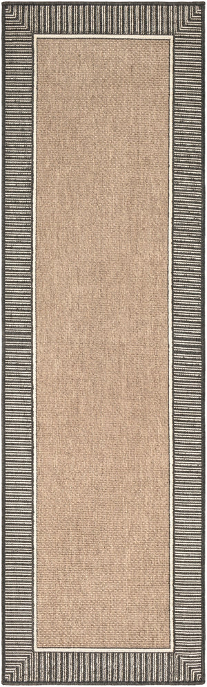 Alfresco ALF-9684 Cottage Olefin Rug ALF9684-2379 Camel, Black, Cream 100% Olefin 2'5" x 7'10"