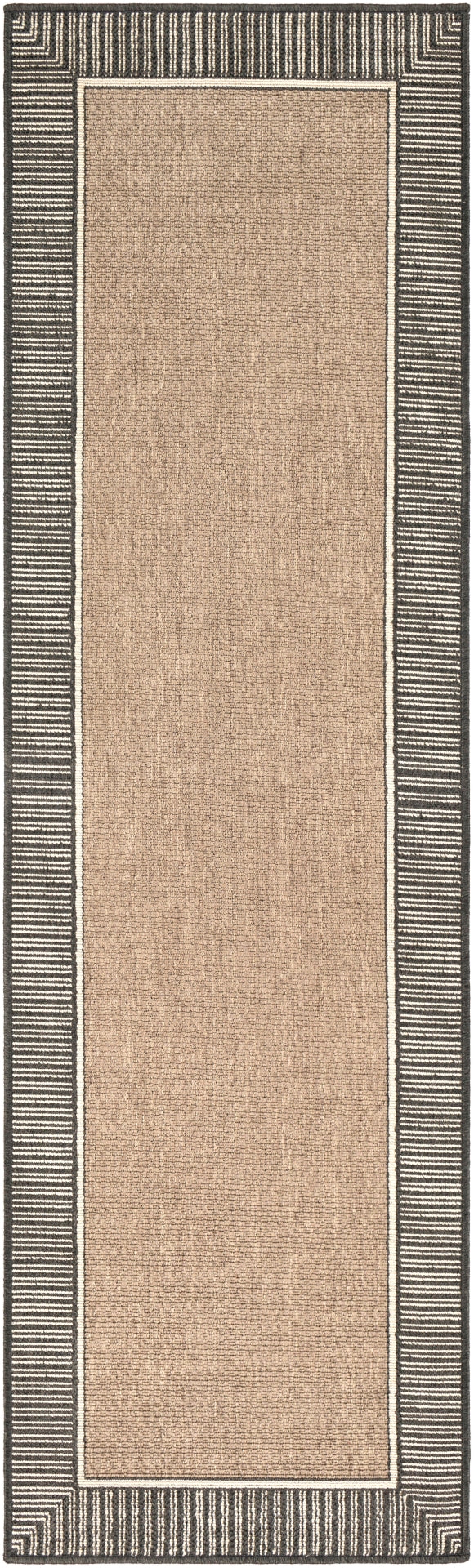 Alfresco ALF-9684 Cottage Olefin Rug ALF9684-2379 Camel, Black, Cream 100% Olefin 2'5" x 7'10"