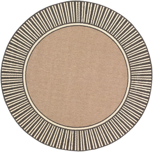 Alfresco ALF-9684 Cottage Olefin Rug ALF9684-89RD Camel, Black, Cream 100% Olefin 8'10" Round