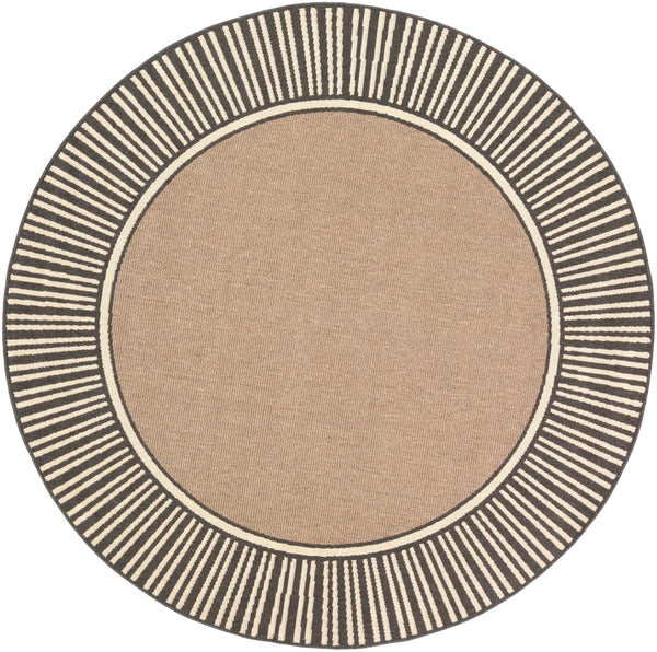 Alfresco ALF-9684 Cottage Olefin Rug ALF9684-89RD Camel, Black, Cream 100% Olefin 8'10" Round