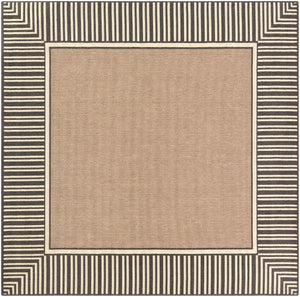 Alfresco ALF-9684 Cottage Olefin Rug ALF9684-89SQ Camel, Black, Cream 100% Olefin 8'10" Square