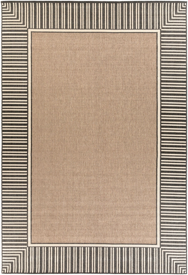 Alfresco ALF-9684 Cottage Olefin Rug ALF9684-76109 Camel, Black, Cream 100% Olefin 7'3" x 10'6"
