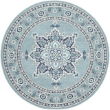 Alfresco ALF-9687 Traditional Olefin Rug ALF9687-89RD Charcoal, Aqua, Teal, White 100% Olefin 8'10" Round