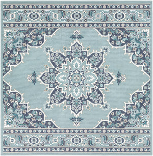 Alfresco ALF-9687 Traditional Olefin Rug ALF9687-89SQ Charcoal, Aqua, Teal, White 100% Olefin 8'10" Square