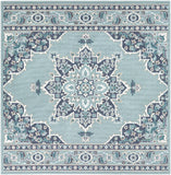 Alfresco ALF-9687 Traditional Olefin Rug ALF9687-89SQ Charcoal, Aqua, Teal, White 100% Olefin 8'10" Square