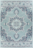 Alfresco ALF-9687 Traditional Olefin Rug ALF9687-76109 Charcoal, Aqua, Teal, White 100% Olefin 7'3" x 10'6"