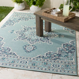 Alfresco ALF-9687 Traditional Olefin Rug ALF9687-89SQ Charcoal, Aqua, Teal, White 100% Olefin 8'10" Square